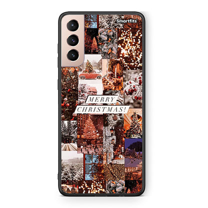 Samsung S21+ Xmas Collage θήκη από τη Smartfits με σχέδιο στο πίσω μέρος και μαύρο περίβλημα | Smartphone case with colorful back and black bezels by Smartfits