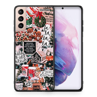 Θήκη Samsung S21+ Xmas Habbits από τη Smartfits με σχέδιο στο πίσω μέρος και μαύρο περίβλημα | Samsung S21+ Xmas Habbits case with colorful back and black bezels