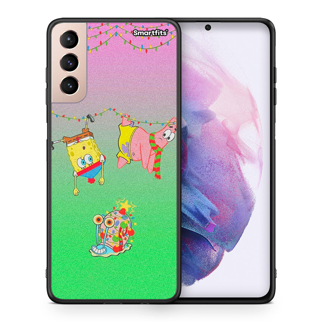 Θήκη Samsung S21+ Xmas Lights από τη Smartfits με σχέδιο στο πίσω μέρος και μαύρο περίβλημα | Samsung S21+ Xmas Lights case with colorful back and black bezels