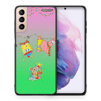 Θήκη Samsung S21+ Xmas Lights από τη Smartfits με σχέδιο στο πίσω μέρος και μαύρο περίβλημα | Samsung S21+ Xmas Lights case with colorful back and black bezels