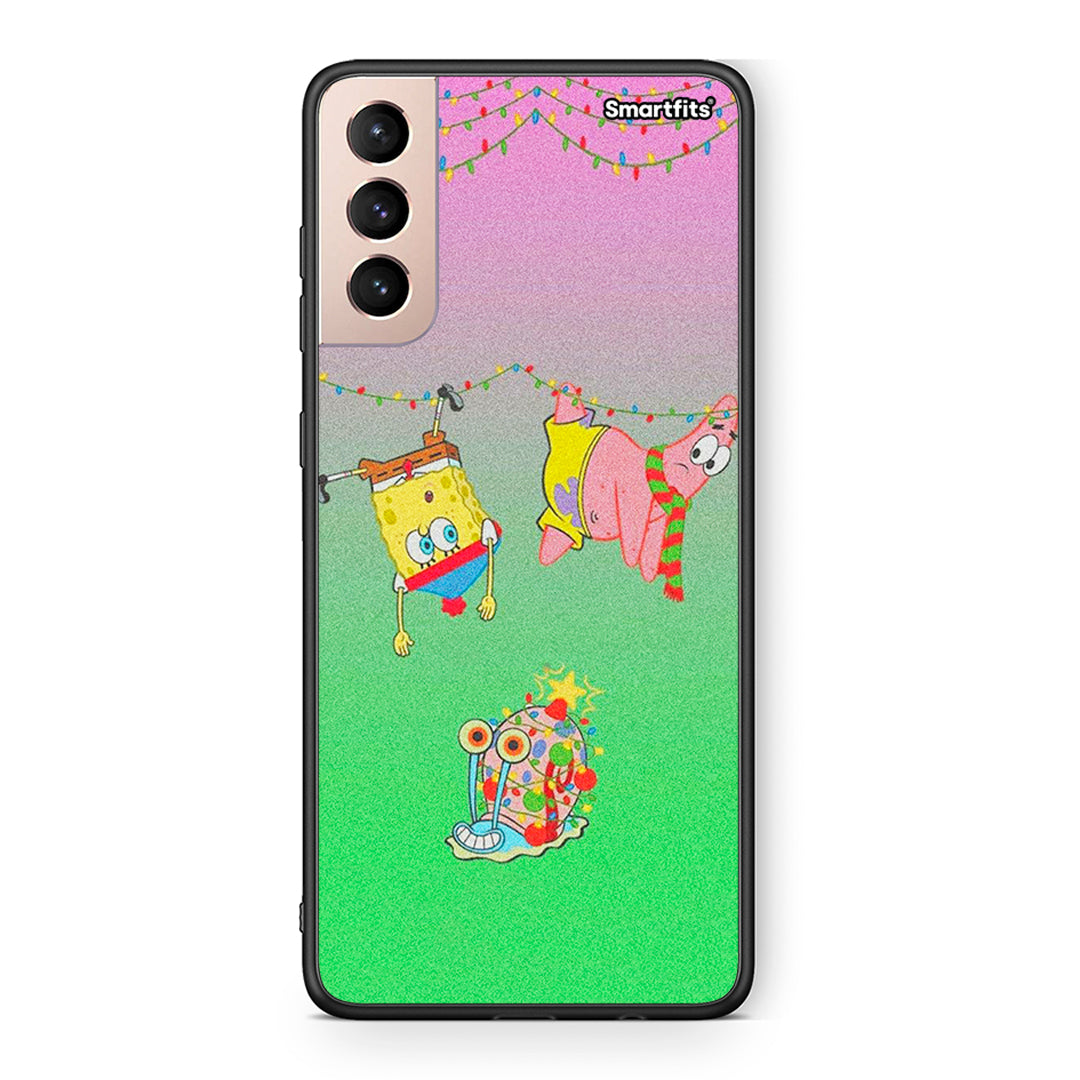 Samsung S21+ Xmas Lights θήκη από τη Smartfits με σχέδιο στο πίσω μέρος και μαύρο περίβλημα | Smartphone case with colorful back and black bezels by Smartfits