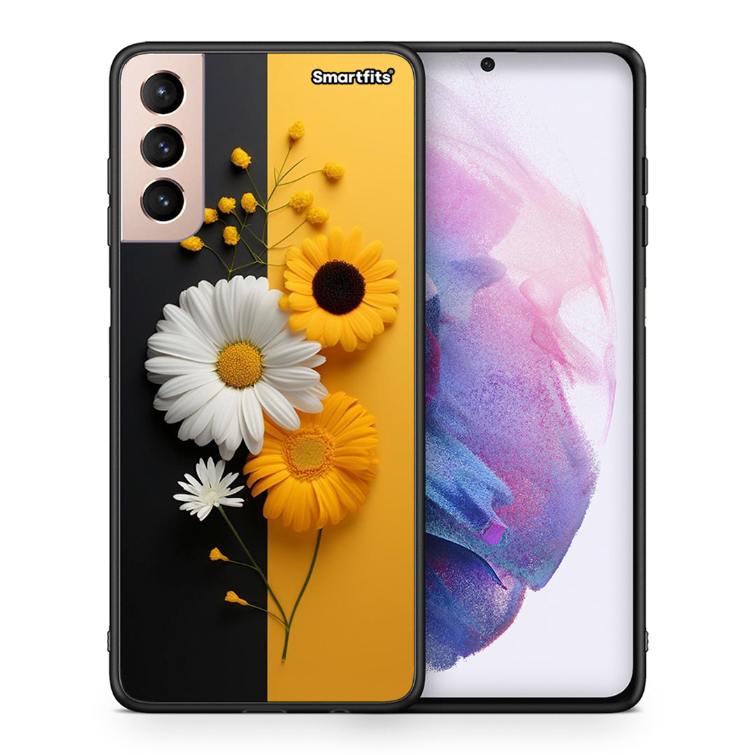 Θήκη Samsung S21+ Yellow Daisies από τη Smartfits με σχέδιο στο πίσω μέρος και μαύρο περίβλημα | Samsung S21+ Yellow Daisies case with colorful back and black bezels