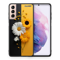 Thumbnail for Θήκη Samsung S21+ Yellow Daisies από τη Smartfits με σχέδιο στο πίσω μέρος και μαύρο περίβλημα | Samsung S21+ Yellow Daisies case with colorful back and black bezels