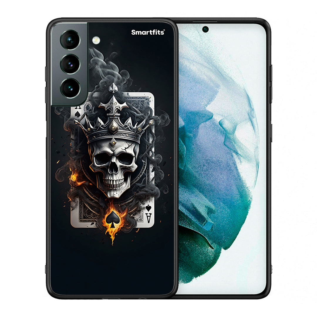 Θήκη Samsung S21 Skull King Ace από τη Smartfits με σχέδιο στο πίσω μέρος και μαύρο περίβλημα | Samsung S21 Skull King Ace case with colorful back and black bezels