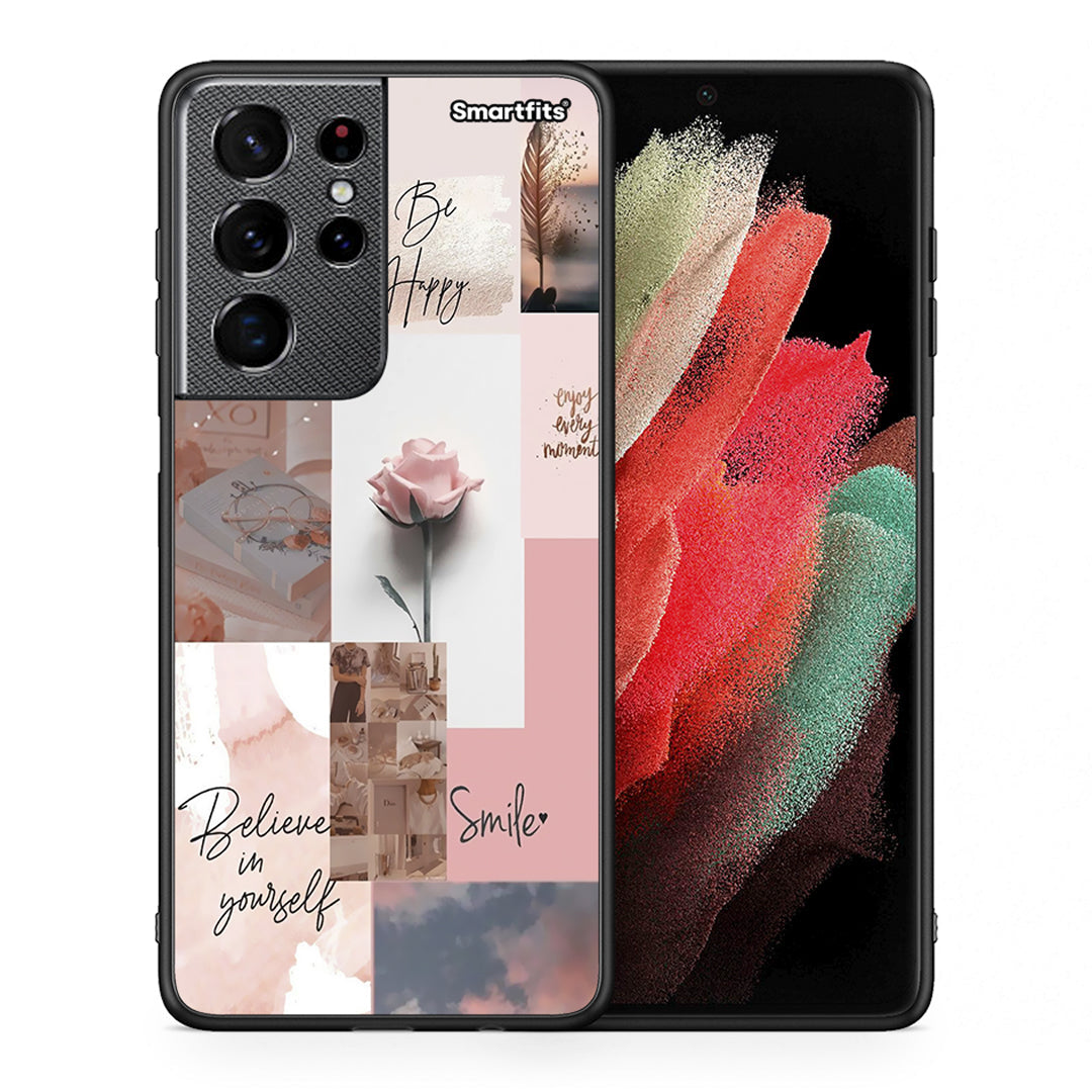 Θήκη Samsung S21 Ultra Aesthetic Collage από τη Smartfits με σχέδιο στο πίσω μέρος και μαύρο περίβλημα | Samsung S21 Ultra Aesthetic Collage case with colorful back and black bezels
