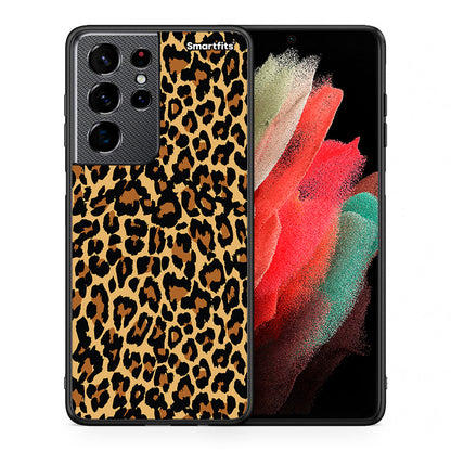 Θήκη Samsung S21 Ultra Leopard Animal από τη Smartfits με σχέδιο στο πίσω μέρος και μαύρο περίβλημα | Samsung S21 Ultra Leopard Animal case with colorful back and black bezels