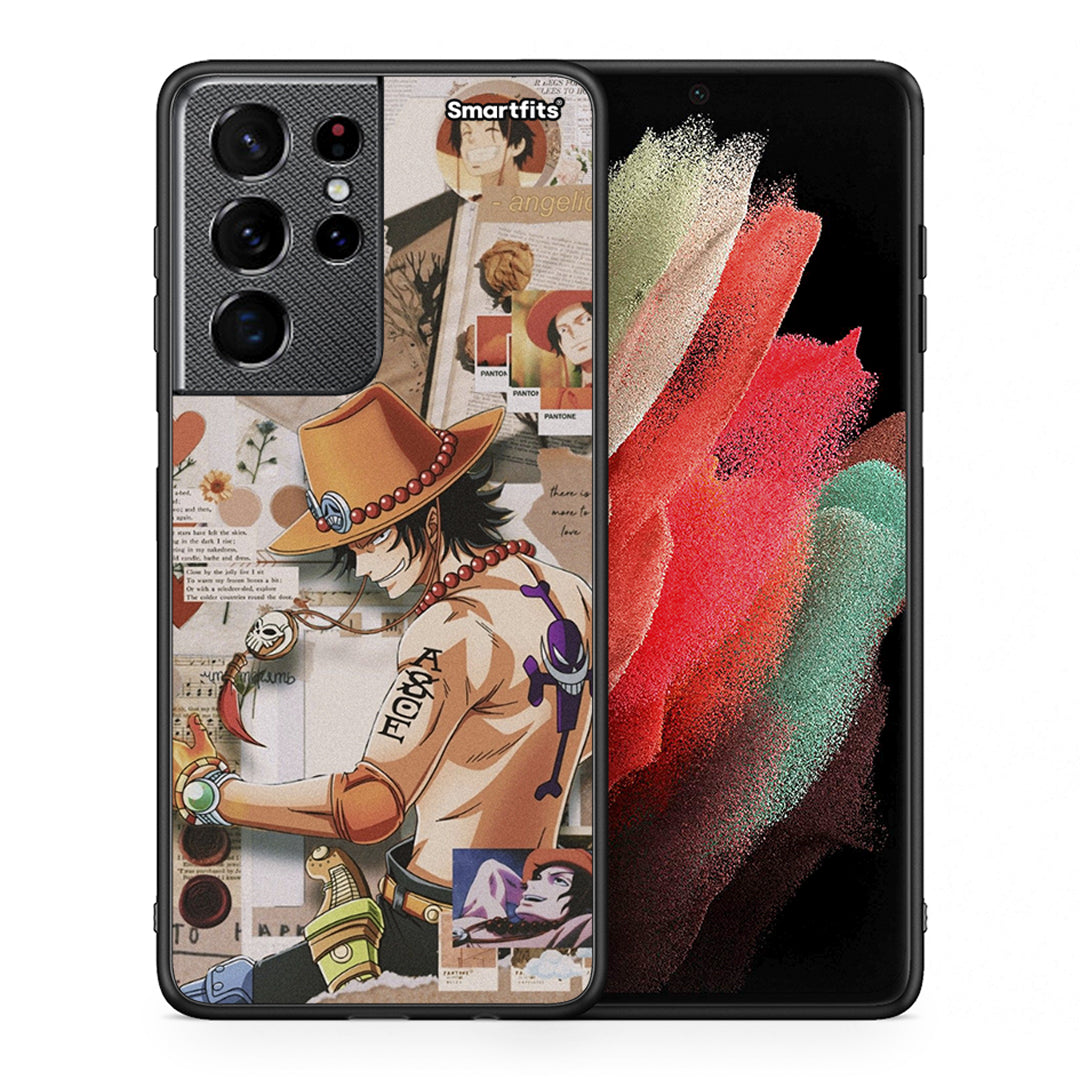 Θήκη Samsung S21 Ultra Anime Collage από τη Smartfits με σχέδιο στο πίσω μέρος και μαύρο περίβλημα | Samsung S21 Ultra Anime Collage case with colorful back and black bezels