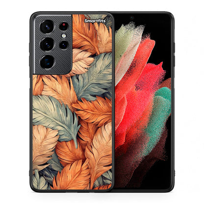 Θήκη Samsung S21 Ultra Autumn Leaves από τη Smartfits με σχέδιο στο πίσω μέρος και μαύρο περίβλημα | Samsung S21 Ultra Autumn Leaves case with colorful back and black bezels