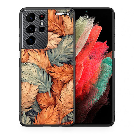 Θήκη Samsung S21 Ultra Autumn Leaves από τη Smartfits με σχέδιο στο πίσω μέρος και μαύρο περίβλημα | Samsung S21 Ultra Autumn Leaves case with colorful back and black bezels