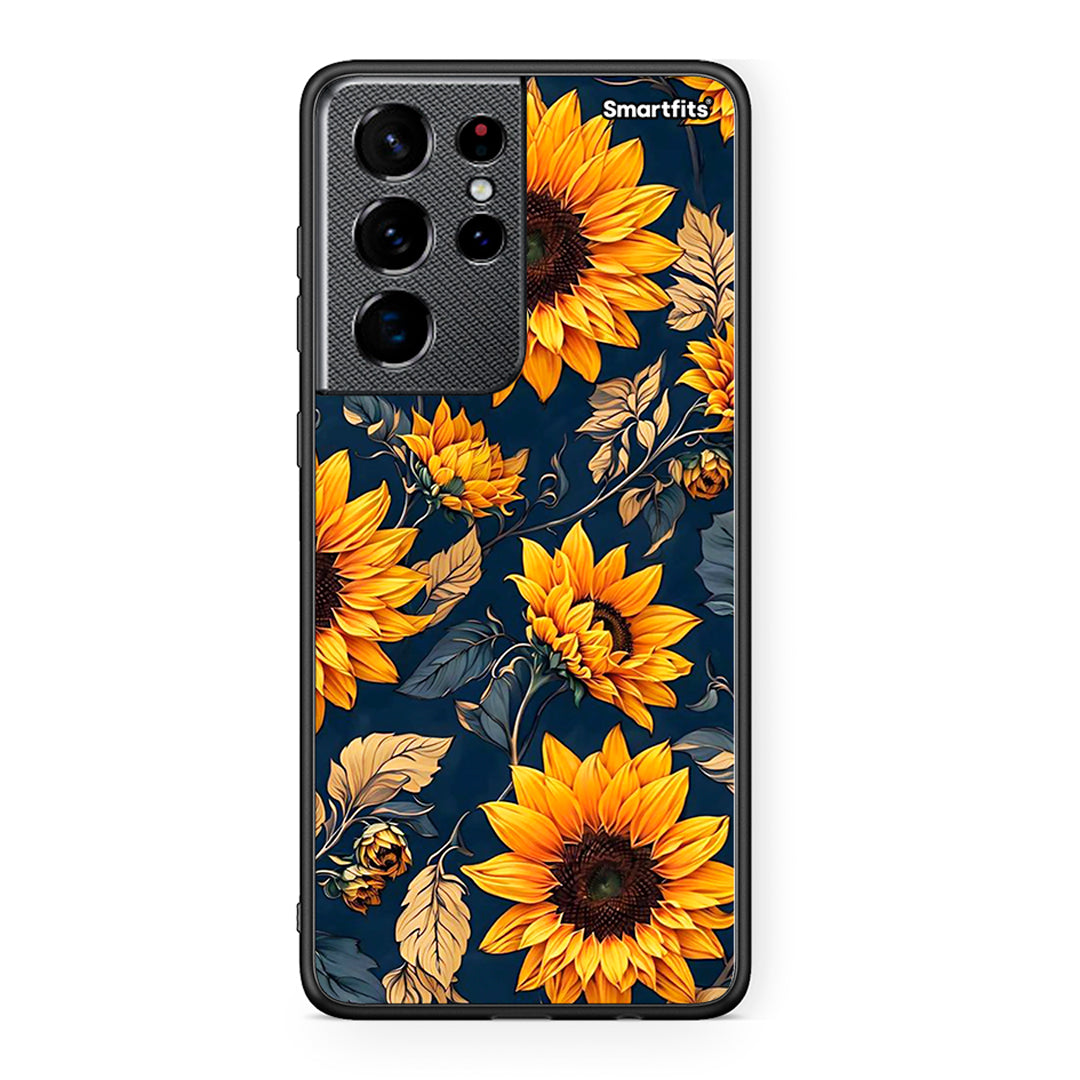Samsung S21 Ultra Autumn Sunflowers Θήκη από τη Smartfits με σχέδιο στο πίσω μέρος και μαύρο περίβλημα | Smartphone case with colorful back and black bezels by Smartfits