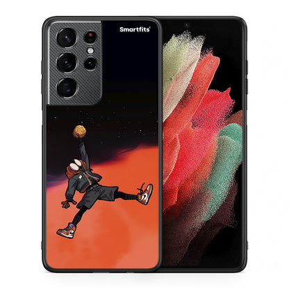 Θήκη Samsung S21 Ultra Basketball Hero από τη Smartfits με σχέδιο στο πίσω μέρος και μαύρο περίβλημα | Samsung S21 Ultra Basketball Hero case with colorful back and black bezels