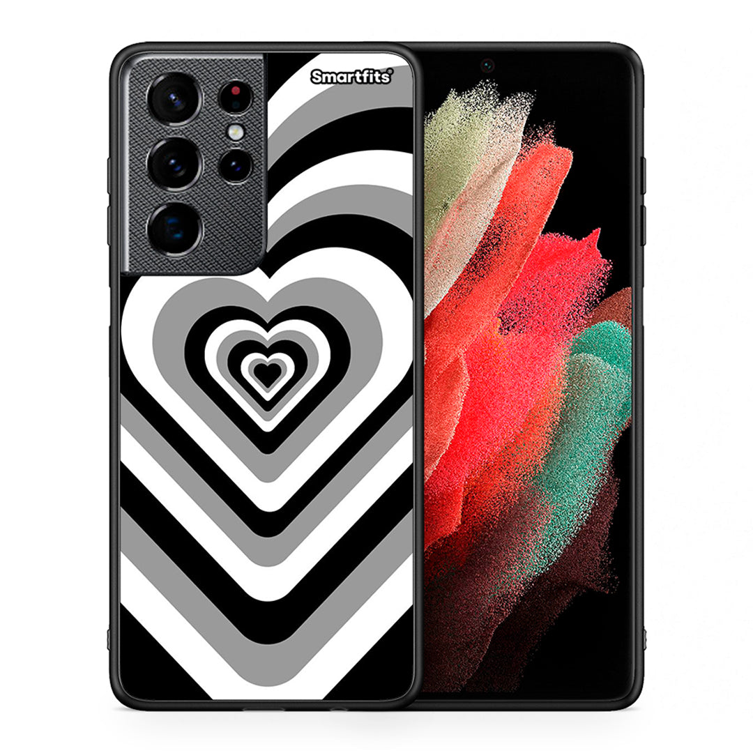 Θήκη Samsung S21 Ultra Black Hearts από τη Smartfits με σχέδιο στο πίσω μέρος και μαύρο περίβλημα | Samsung S21 Ultra Black Hearts case with colorful back and black bezels