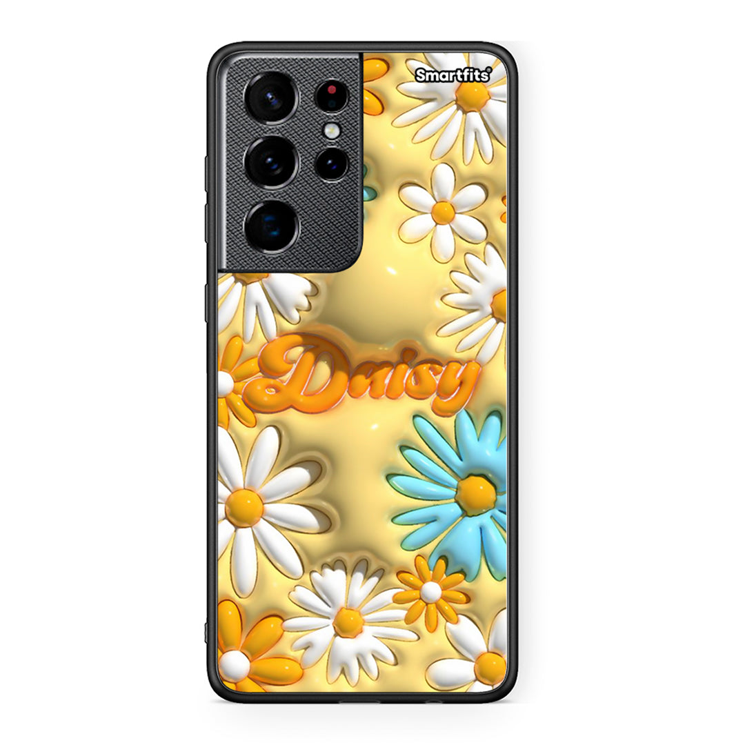 Samsung S21 Ultra Bubble Daisies θήκη από τη Smartfits με σχέδιο στο πίσω μέρος και μαύρο περίβλημα | Smartphone case with colorful back and black bezels by Smartfits