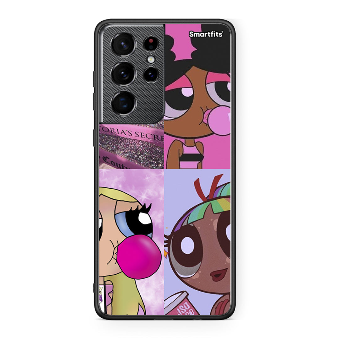 Samsung S21 Ultra Bubble Girls Θήκη Αγίου Βαλεντίνου από τη Smartfits με σχέδιο στο πίσω μέρος και μαύρο περίβλημα | Smartphone case with colorful back and black bezels by Smartfits