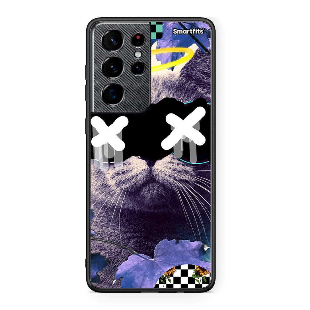 Samsung S21 Ultra Cat Collage θήκη από τη Smartfits με σχέδιο στο πίσω μέρος και μαύρο περίβλημα | Smartphone case with colorful back and black bezels by Smartfits