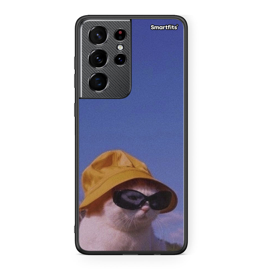 Samsung S21 Ultra Cat Diva θήκη από τη Smartfits με σχέδιο στο πίσω μέρος και μαύρο περίβλημα | Smartphone case with colorful back and black bezels by Smartfits