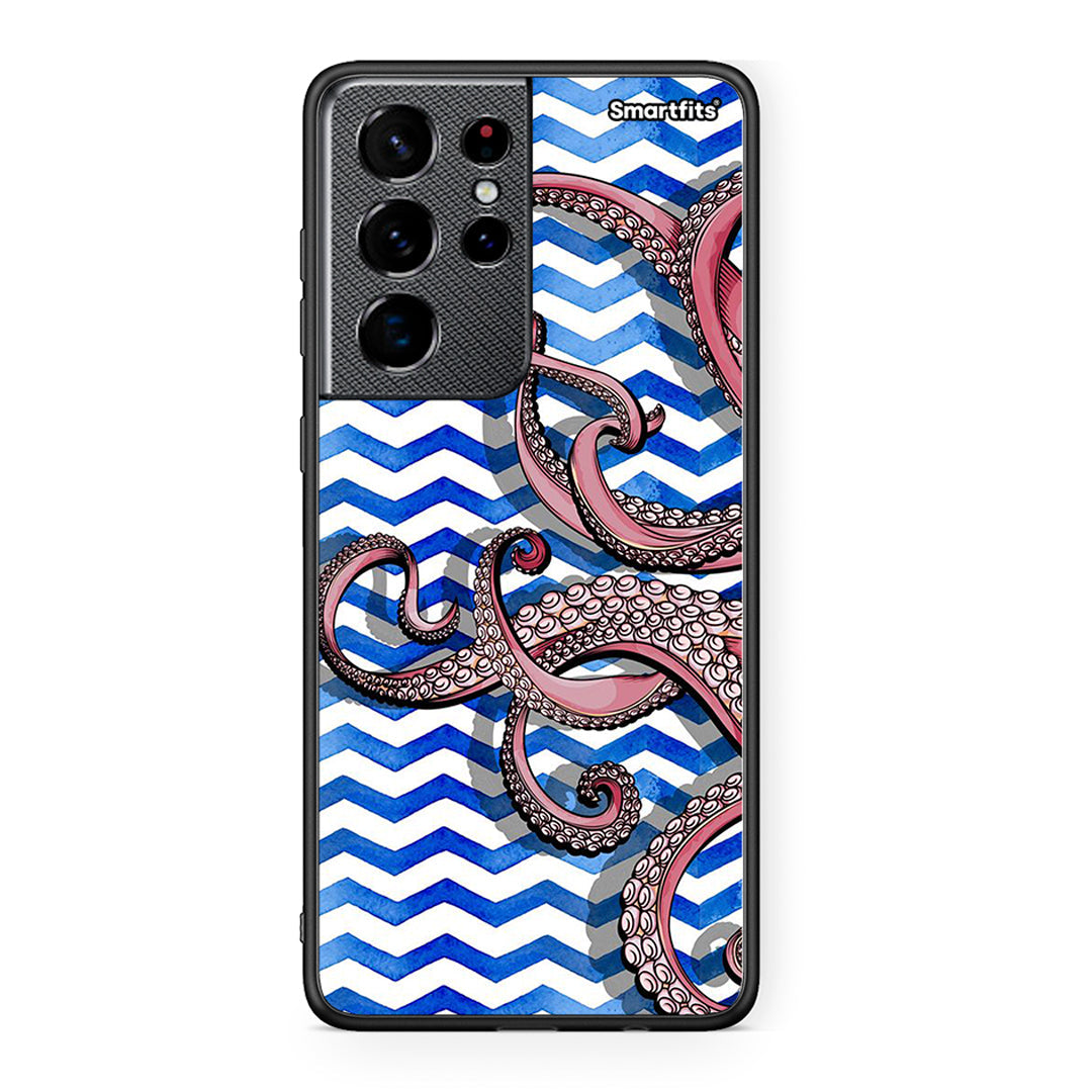 Samsung S21 Ultra Chevron Devilfish θήκη από τη Smartfits με σχέδιο στο πίσω μέρος και μαύρο περίβλημα | Smartphone case with colorful back and black bezels by Smartfits