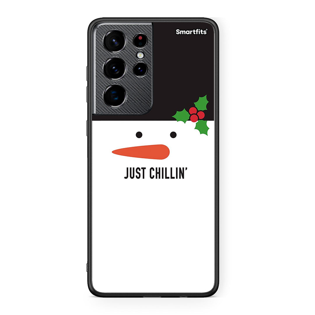 Samsung S21 Ultra Christmas Chillin θήκη από τη Smartfits με σχέδιο στο πίσω μέρος και μαύρο περίβλημα | Smartphone case with colorful back and black bezels by Smartfits