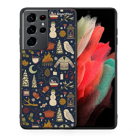 Θήκη Samsung S21 Ultra Christmas Elements από τη Smartfits με σχέδιο στο πίσω μέρος και μαύρο περίβλημα | Samsung S21 Ultra Christmas Elements case with colorful back and black bezels