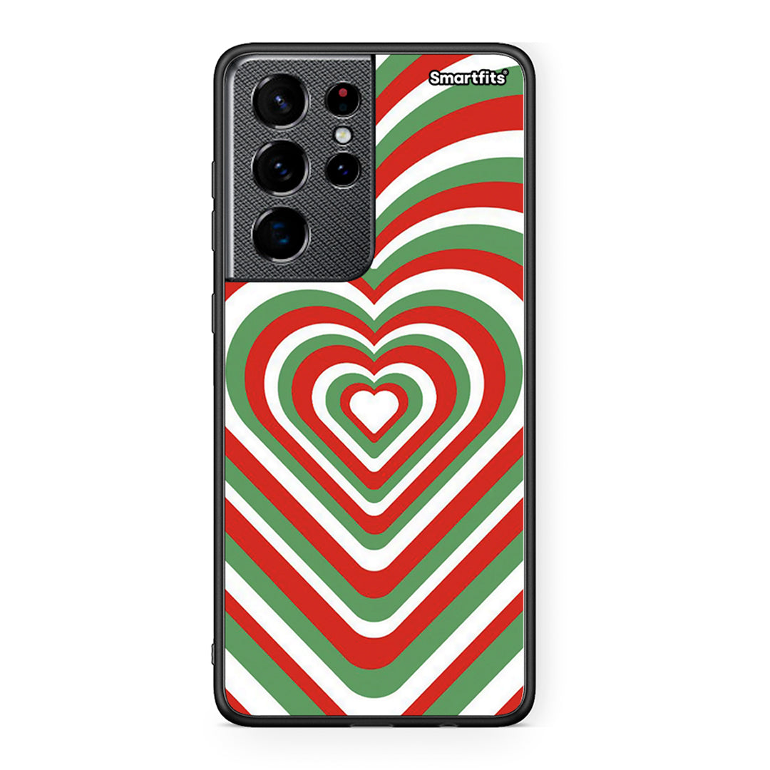 Samsung S21 Ultra Christmas Hearts θήκη από τη Smartfits με σχέδιο στο πίσω μέρος και μαύρο περίβλημα | Smartphone case with colorful back and black bezels by Smartfits