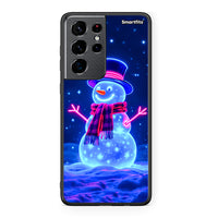 Thumbnail for Samsung S21 Ultra Christmas Neon Snowman θήκη από τη Smartfits με σχέδιο στο πίσω μέρος και μαύρο περίβλημα | Smartphone case with colorful back and black bezels by Smartfits