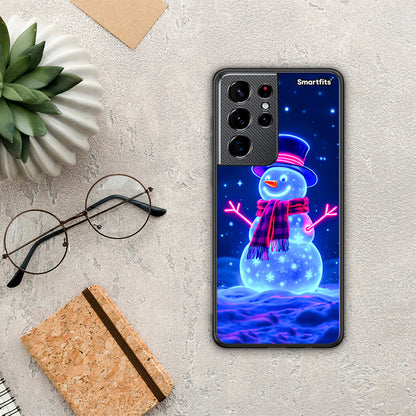 Christmas Neon Snowman - Samsung Galaxy S21 Ultra θήκη