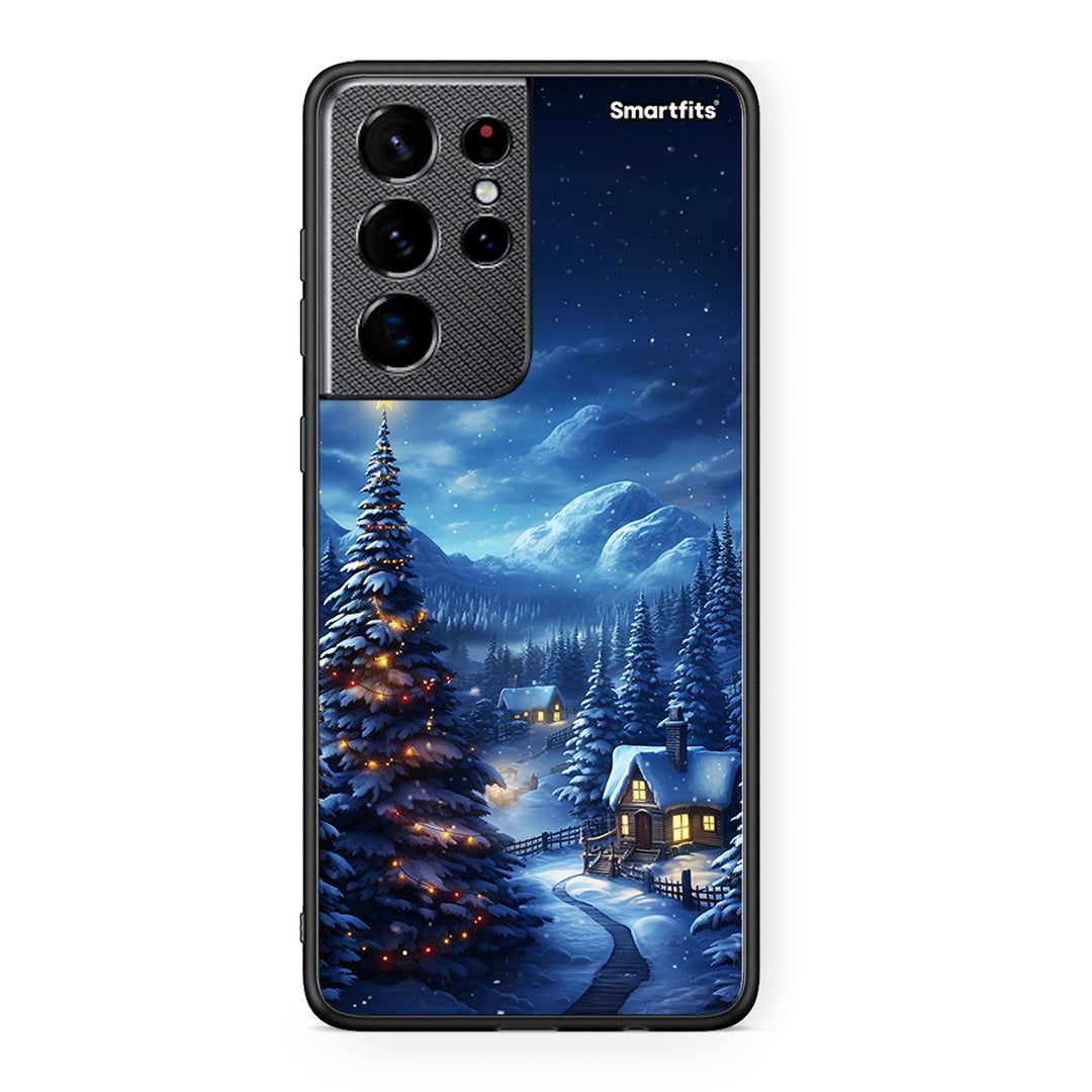 Samsung S21 Ultra Christmas Scenery θήκη από τη Smartfits με σχέδιο στο πίσω μέρος και μαύρο περίβλημα | Smartphone case with colorful back and black bezels by Smartfits