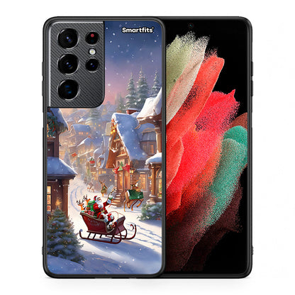 Θήκη Samsung S21 Ultra Christmas Snow από τη Smartfits με σχέδιο στο πίσω μέρος και μαύρο περίβλημα | Samsung S21 Ultra Christmas Snow case with colorful back and black bezels