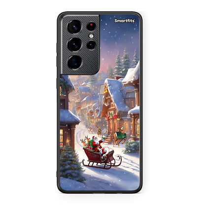 Samsung S21 Ultra Christmas Snow θήκη από τη Smartfits με σχέδιο στο πίσω μέρος και μαύρο περίβλημα | Smartphone case with colorful back and black bezels by Smartfits