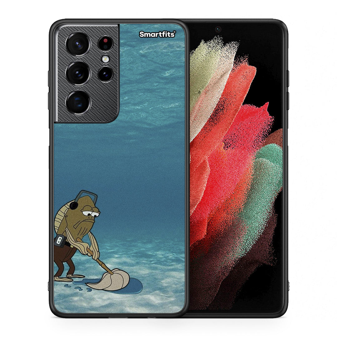 Θήκη Samsung S21 Ultra Clean The Ocean από τη Smartfits με σχέδιο στο πίσω μέρος και μαύρο περίβλημα | Samsung S21 Ultra Clean The Ocean case with colorful back and black bezels