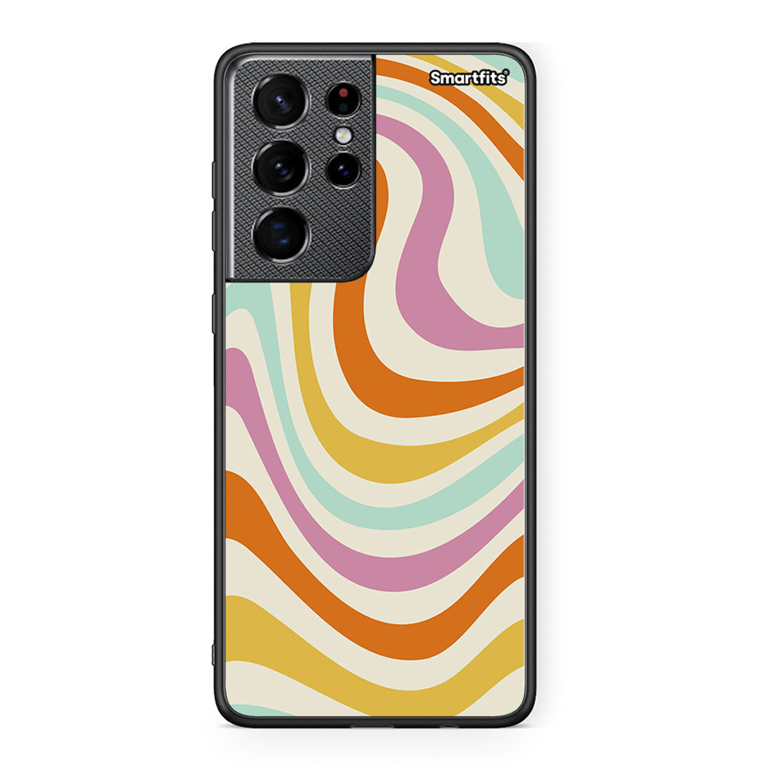 Samsung S21 Ultra Colourful Waves θήκη από τη Smartfits με σχέδιο στο πίσω μέρος και μαύρο περίβλημα | Smartphone case with colorful back and black bezels by Smartfits