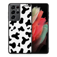 Thumbnail for Θήκη Samsung S21 Ultra Cow Print από τη Smartfits με σχέδιο στο πίσω μέρος και μαύρο περίβλημα | Samsung S21 Ultra Cow Print case with colorful back and black bezels
