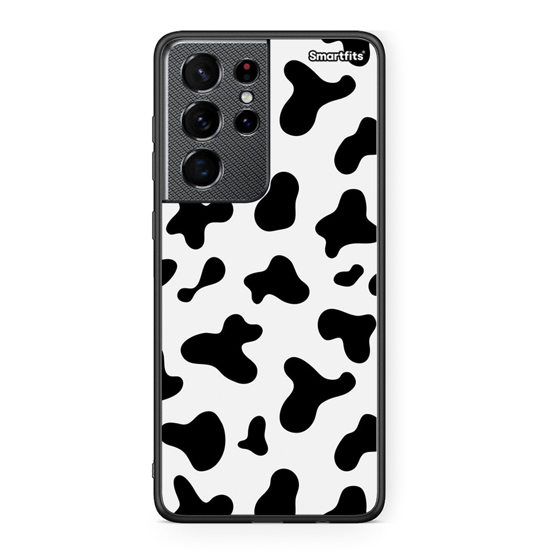 Samsung S21 Ultra Cow Print θήκη από τη Smartfits με σχέδιο στο πίσω μέρος και μαύρο περίβλημα | Smartphone case with colorful back and black bezels by Smartfits