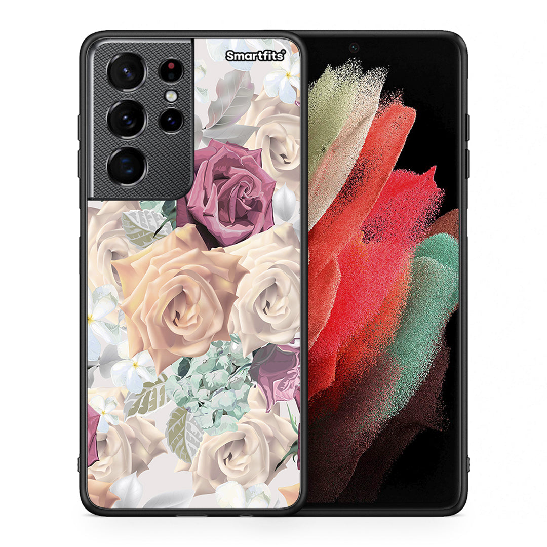 Θήκη Samsung S21 Ultra Bouquet Floral από τη Smartfits με σχέδιο στο πίσω μέρος και μαύρο περίβλημα | Samsung S21 Ultra Bouquet Floral case with colorful back and black bezels