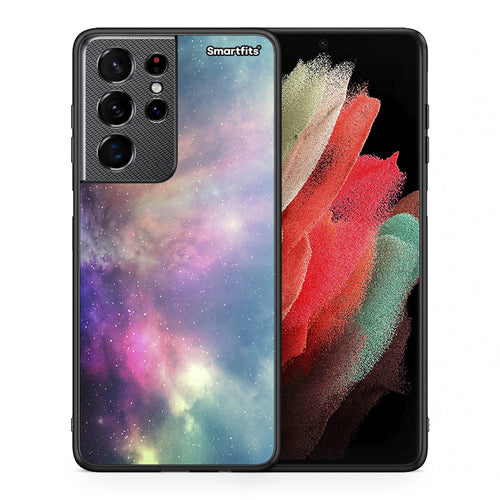 Θήκη Samsung S21 Ultra Rainbow Galaxy από τη Smartfits με σχέδιο στο πίσω μέρος και μαύρο περίβλημα | Samsung S21 Ultra Rainbow Galaxy case with colorful back and black bezels