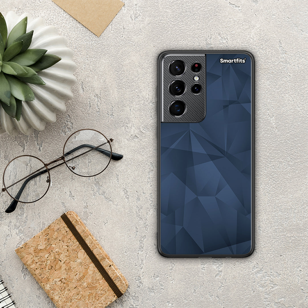 Geometric Blue Abstract - Samsung Galaxy S21 Ultra θήκη