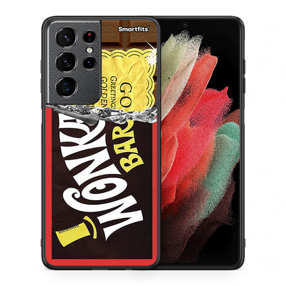 Θήκη Samsung S21 Ultra Golden Ticket από τη Smartfits με σχέδιο στο πίσω μέρος και μαύρο περίβλημα | Samsung S21 Ultra Golden Ticket case with colorful back and black bezels