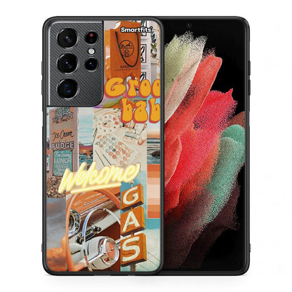 Θήκη Αγίου Βαλεντίνου Samsung S21 Ultra Groovy Babe από τη Smartfits με σχέδιο στο πίσω μέρος και μαύρο περίβλημα | Samsung S21 Ultra Groovy Babe case with colorful back and black bezels