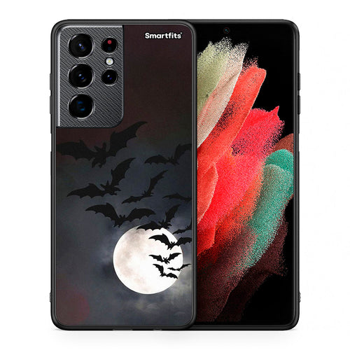 Θήκη Samsung S21 Ultra Halloween Bat Night από τη Smartfits με σχέδιο στο πίσω μέρος και μαύρο περίβλημα | Samsung S21 Ultra Halloween Bat Night case with colorful back and black bezels