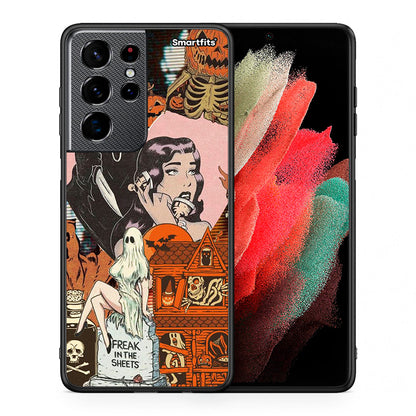 Θήκη Samsung S21 Ultra Halloween Collage από τη Smartfits με σχέδιο στο πίσω μέρος και μαύρο περίβλημα | Samsung S21 Ultra Halloween Collage case with colorful back and black bezels