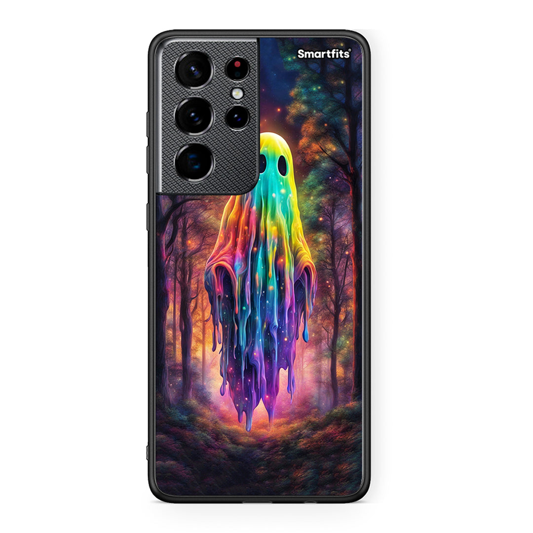 Samsung S21 Ultra Halloween Ghost θήκη από τη Smartfits με σχέδιο στο πίσω μέρος και μαύρο περίβλημα | Smartphone case with colorful back and black bezels by Smartfits