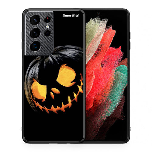 Θήκη Samsung S21 Ultra Halloween Scary Pumpkin από τη Smartfits με σχέδιο στο πίσω μέρος και μαύρο περίβλημα | Samsung S21 Ultra Halloween Scary Pumpkin case with colorful back and black bezels