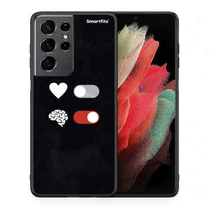 Θήκη Αγίου Βαλεντίνου Samsung S21 Ultra Heart Vs Brain από τη Smartfits με σχέδιο στο πίσω μέρος και μαύρο περίβλημα | Samsung S21 Ultra Heart Vs Brain case with colorful back and black bezels