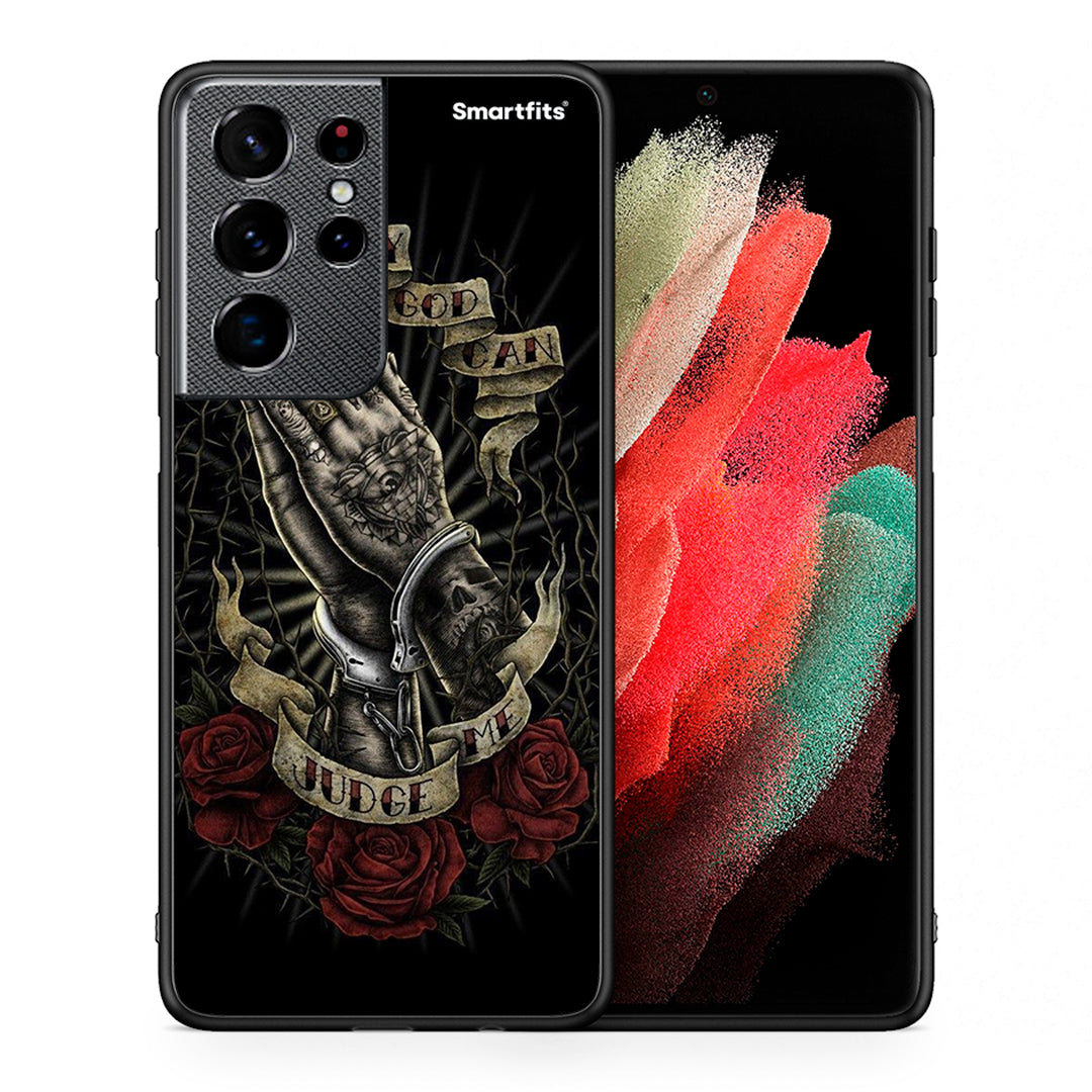 Θήκη Samsung S21 Ultra Judge By God από τη Smartfits με σχέδιο στο πίσω μέρος και μαύρο περίβλημα | Samsung S21 Ultra Judge By God case with colorful back and black bezels
