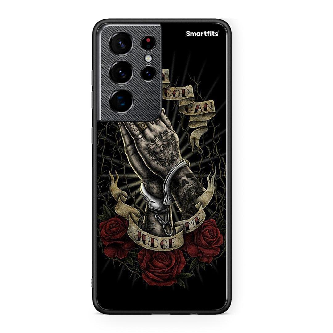 Samsung S21 Ultra Judge By God θήκη από τη Smartfits με σχέδιο στο πίσω μέρος και μαύρο περίβλημα | Smartphone case with colorful back and black bezels by Smartfits