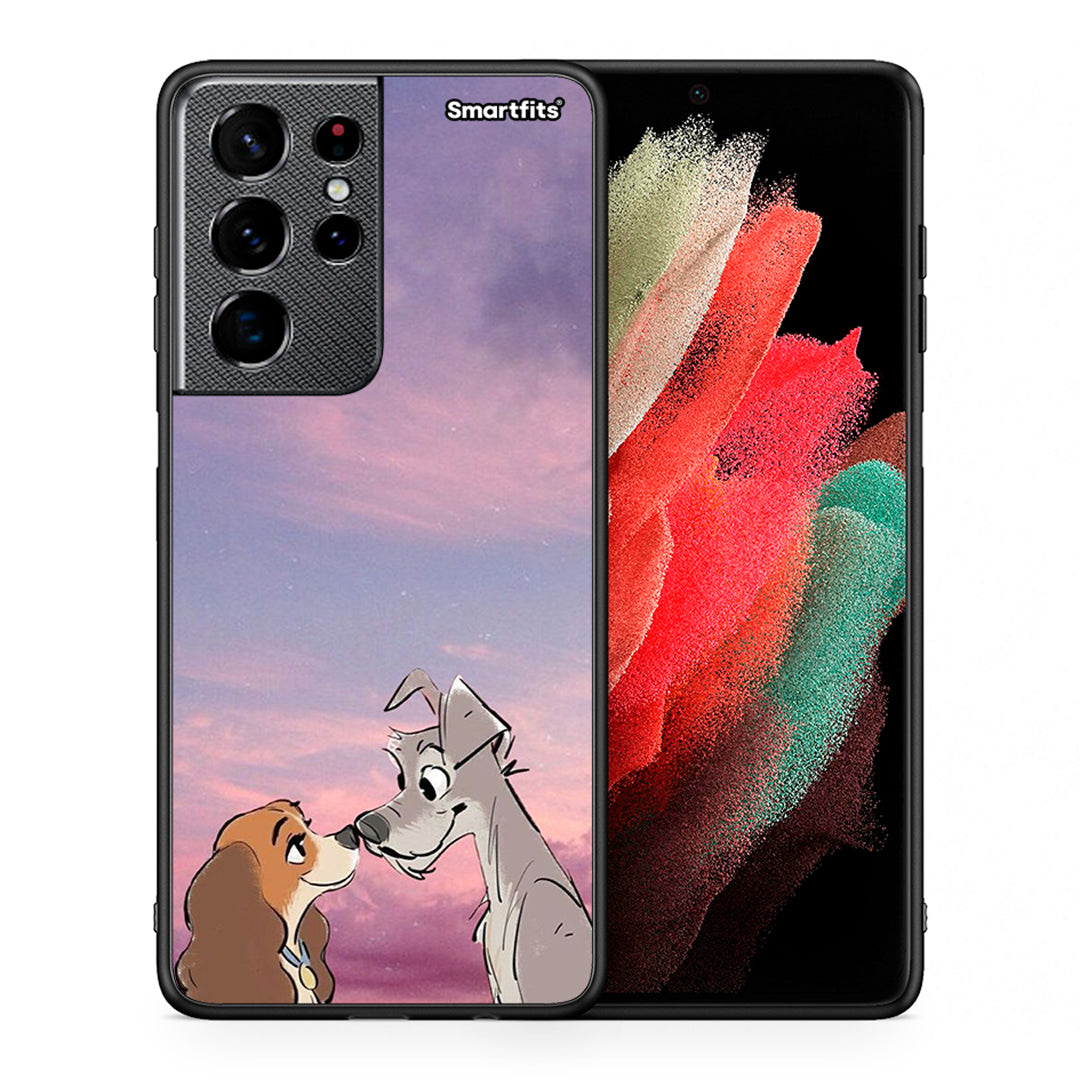 Θήκη Samsung S21 Ultra Lady And Tramp από τη Smartfits με σχέδιο στο πίσω μέρος και μαύρο περίβλημα | Samsung S21 Ultra Lady And Tramp case with colorful back and black bezels