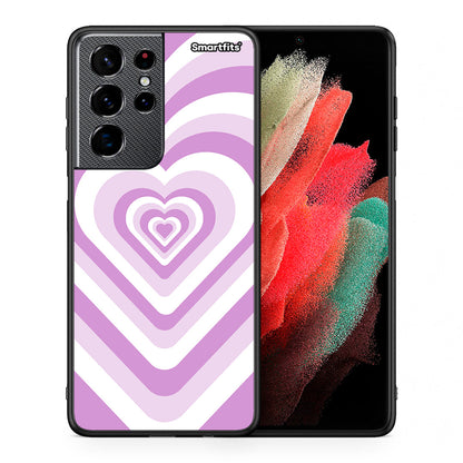 Θήκη Samsung S21 Ultra Lilac Hearts από τη Smartfits με σχέδιο στο πίσω μέρος και μαύρο περίβλημα | Samsung S21 Ultra Lilac Hearts case with colorful back and black bezels