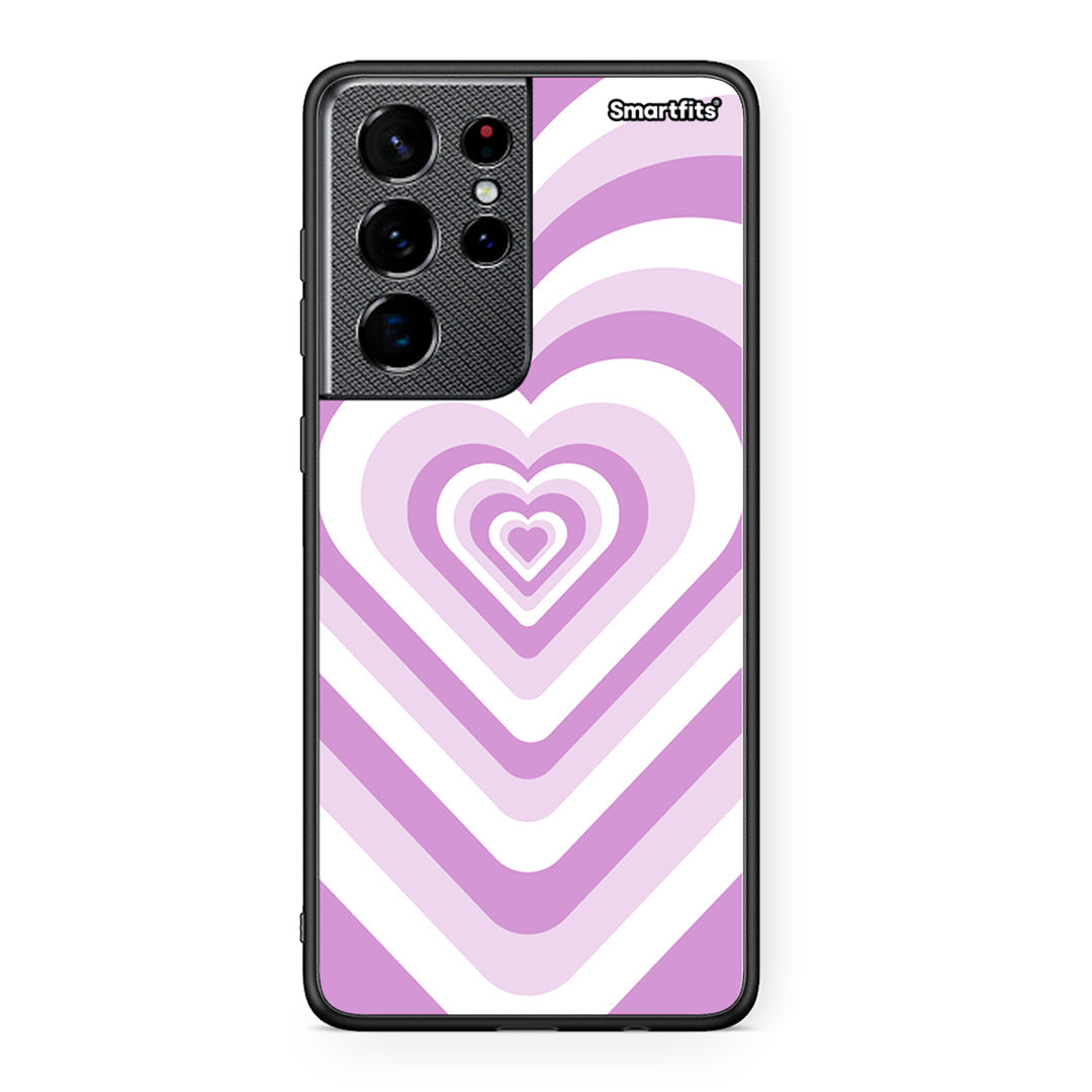 Samsung S21 Ultra Lilac Hearts θήκη από τη Smartfits με σχέδιο στο πίσω μέρος και μαύρο περίβλημα | Smartphone case with colorful back and black bezels by Smartfits