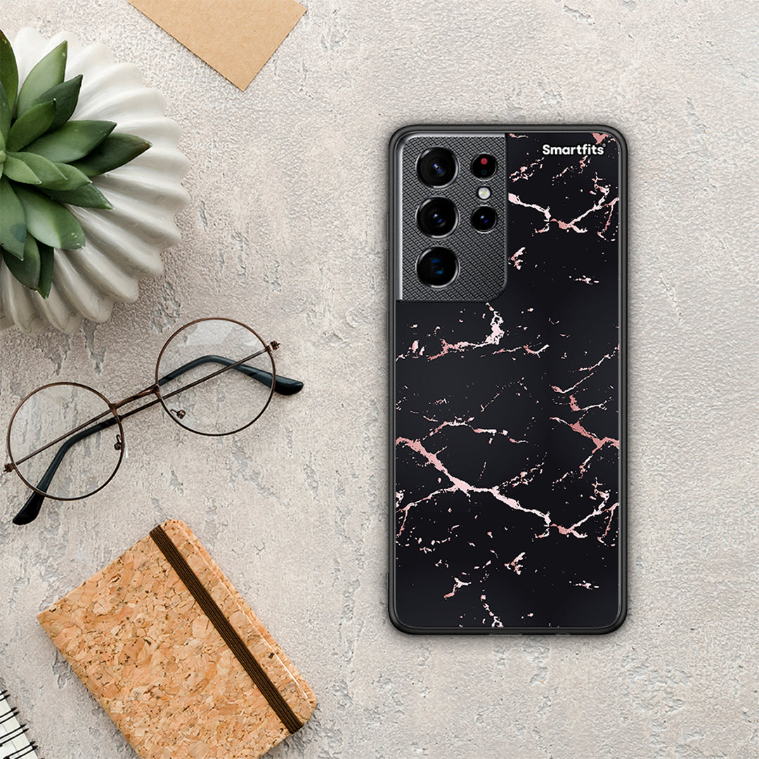 Marble Black Rosegold - Samsung Galaxy S21 Ultra θήκη
