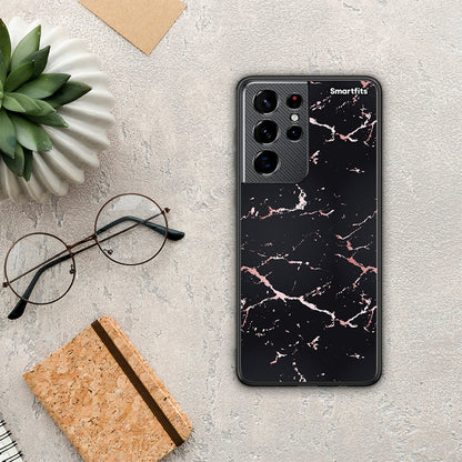 Marble Black Rosegold - Samsung Galaxy S21 Ultra θήκη